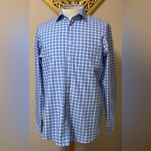 Michael Michael Kors Blue and White Plaid Men's Shirt Size 34/35
